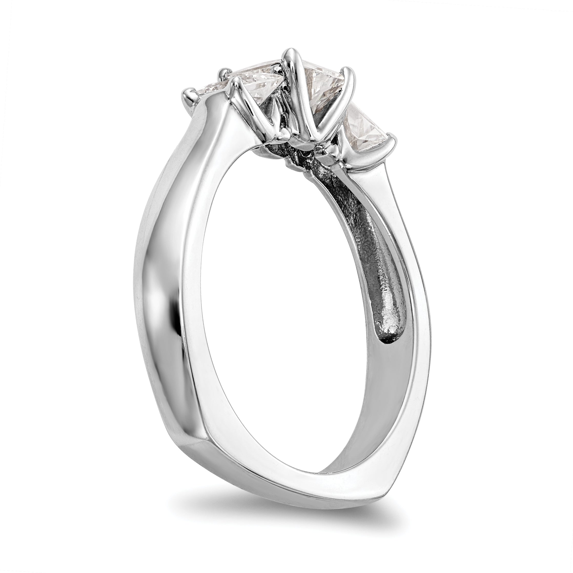 14K White Gold 3 Stone Simulated Diamond Engagement Ring