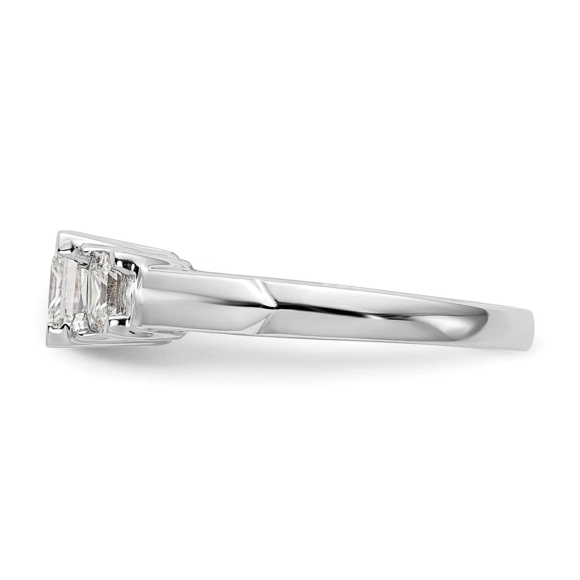 14K White Gold 3 Stone Simulated Diamond Engagement Ring