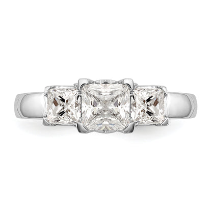 14K White Gold 3 Stone Simulated Diamond Engagement Ring