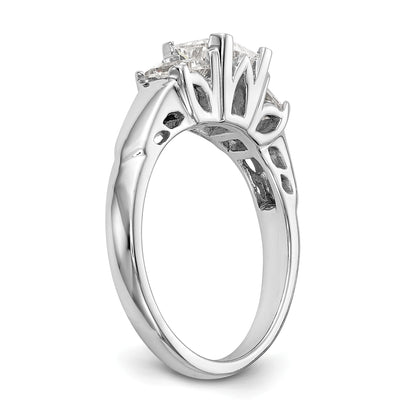 14K White Gold 3 Stone Simulated Diamond Engagement Ring
