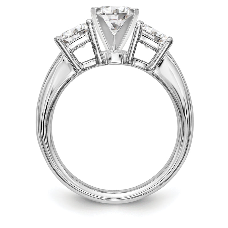 14K White Gold 3 Stone Diamond Peg Set Engagement Ring