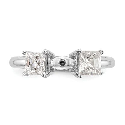 14K White Gold 3 Stone Diamond Peg Set Engagement Ring