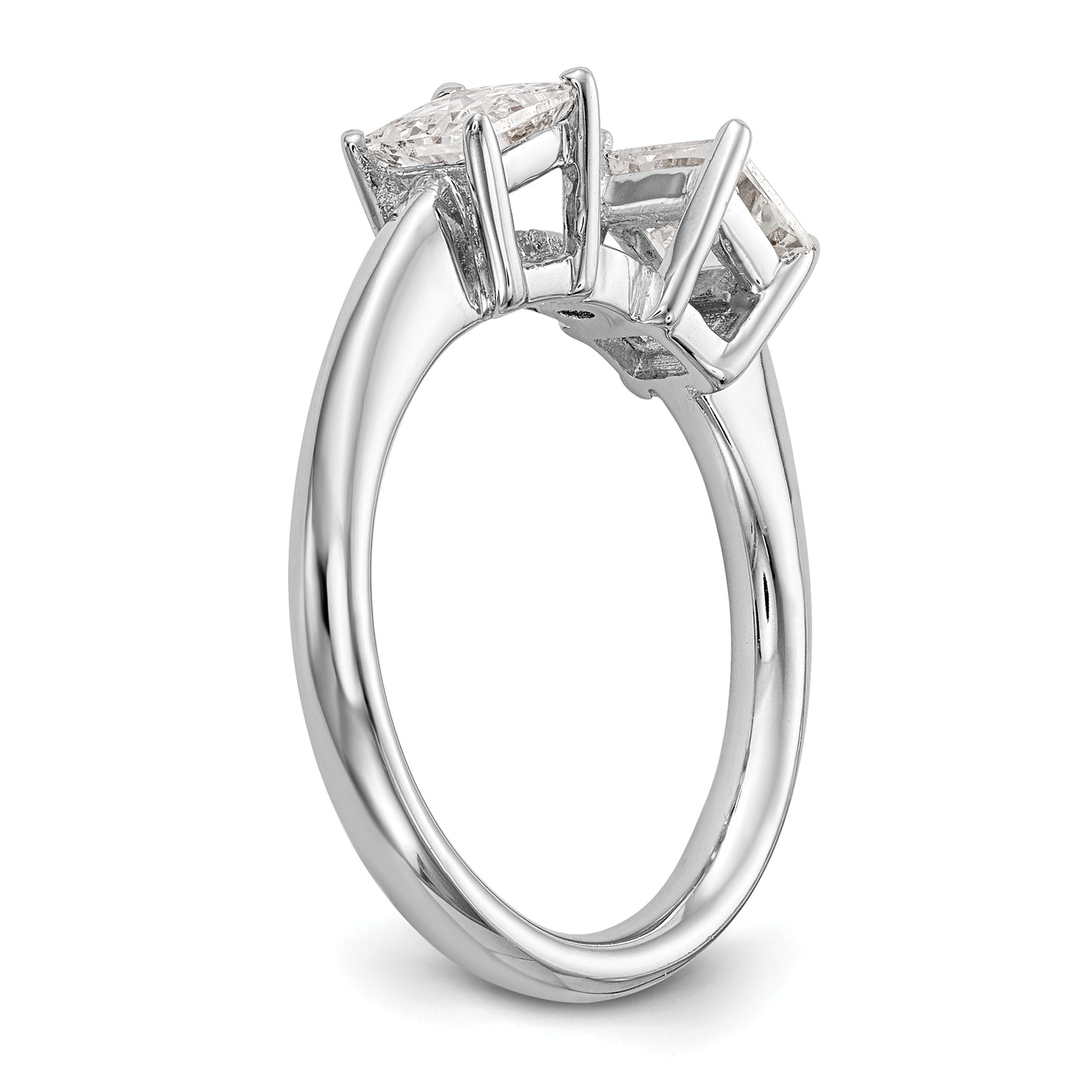 14K White Gold 3 Stone Diamond Peg Set Engagement Ring