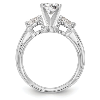 14K White Gold 3 Stone Diamond Peg Set CZ Engagement Ring