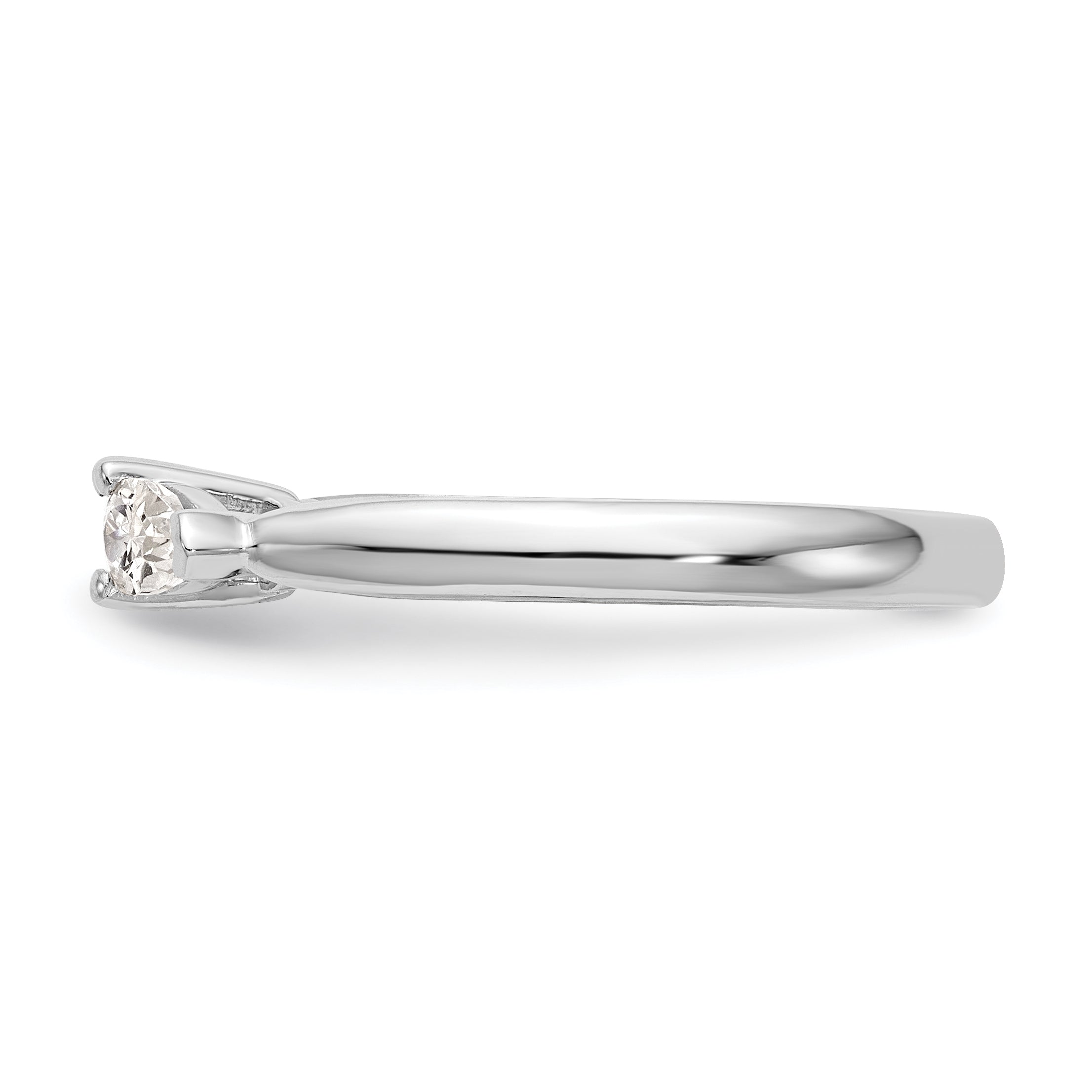 14K White Gold 3 Stone Diamond Peg Set CZ Engagement Ring