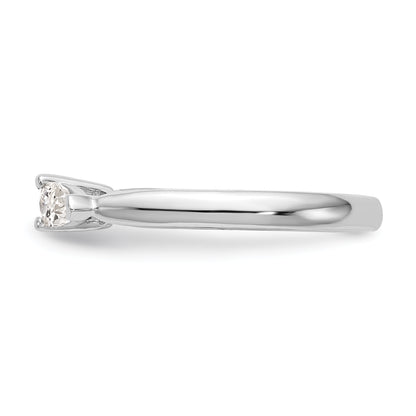 14K White Gold 3 Stone Diamond Peg Set CZ Engagement Ring