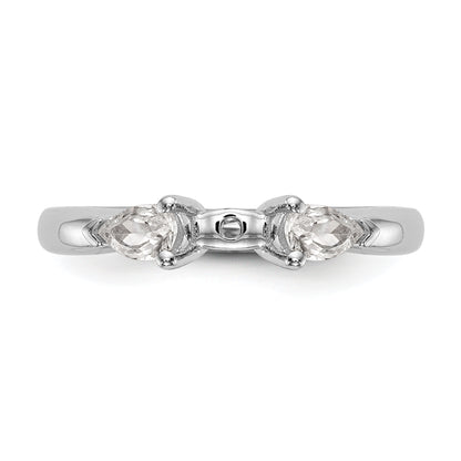 14K White Gold 3 Stone Diamond Peg Set CZ Engagement Ring
