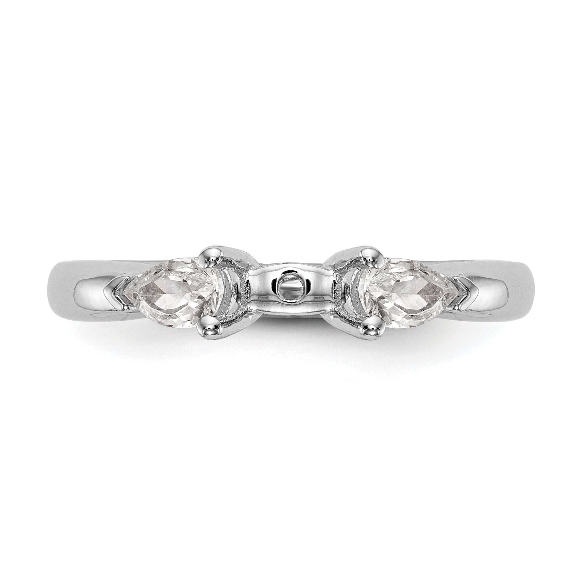 14K White Gold 3 Stone Diamond Peg Set CZ Engagement Ring
