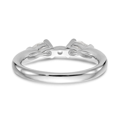 14K White Gold 3 Stone Diamond Peg Set CZ Engagement Ring
