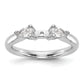 14K White Gold 3 Stone Simulated Diamond Peg Set Engagement Ring