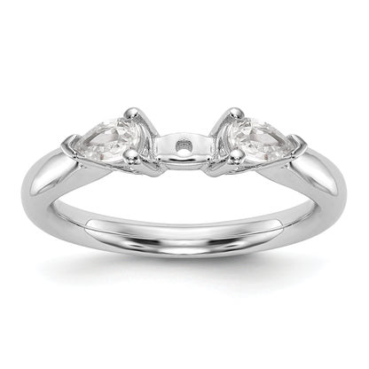 14K White Gold 3 Stone Diamond Peg Set CZ Engagement Ring
