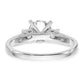14K White Gold 3 Stone Diamond Peg Set CZ Engagement Ring