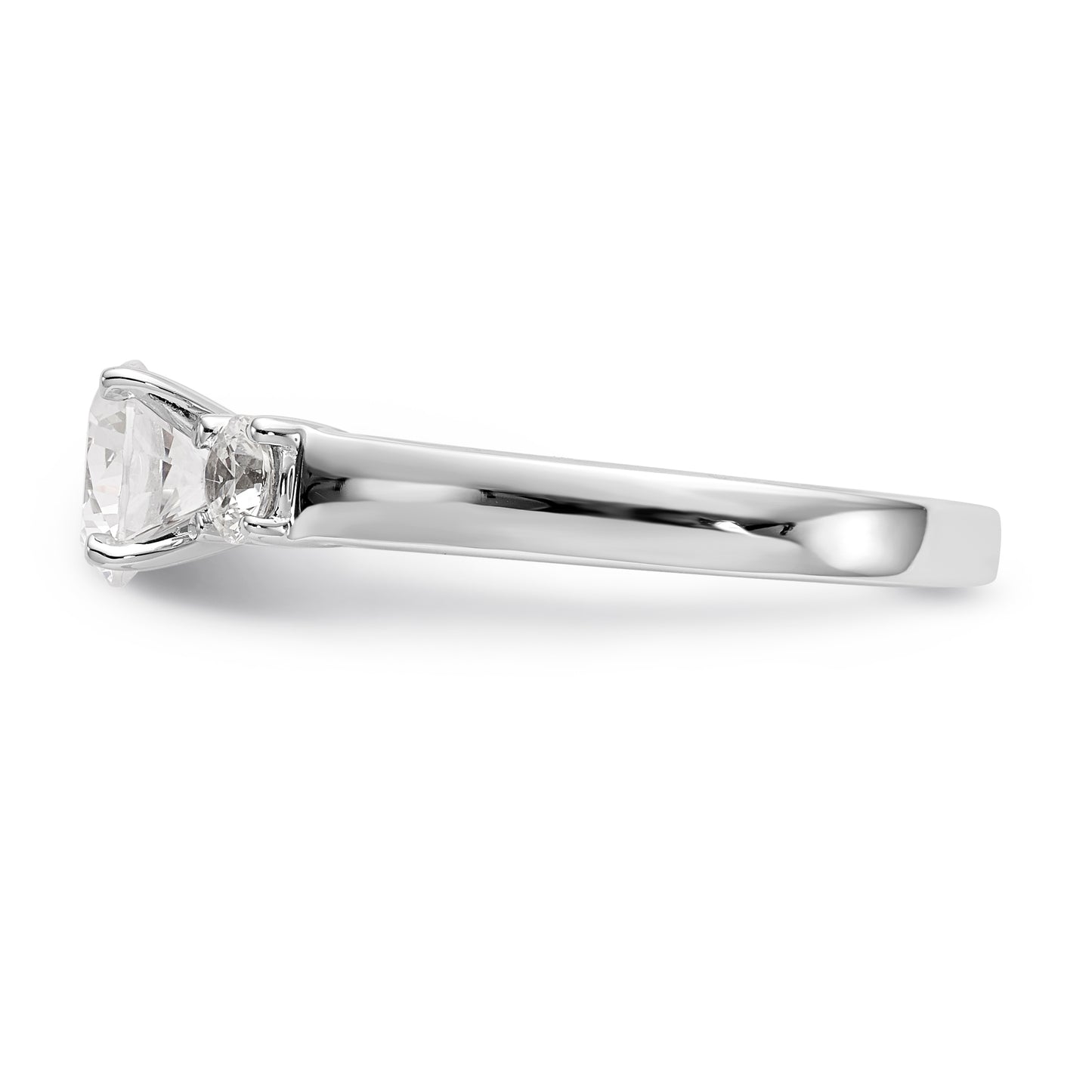 14K White Gold 3 Stone Diamond Peg Set CZ Engagement Ring
