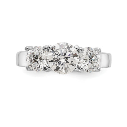 14K White Gold 3 Stone Diamond Peg Set CZ Engagement Ring