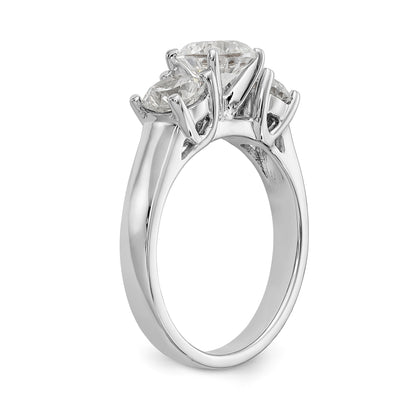14K White Gold 3 Stone Diamond Peg Set CZ Engagement Ring