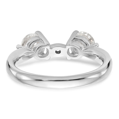 14K White Gold 3 Stone Diamond Peg Set Engagement Ring