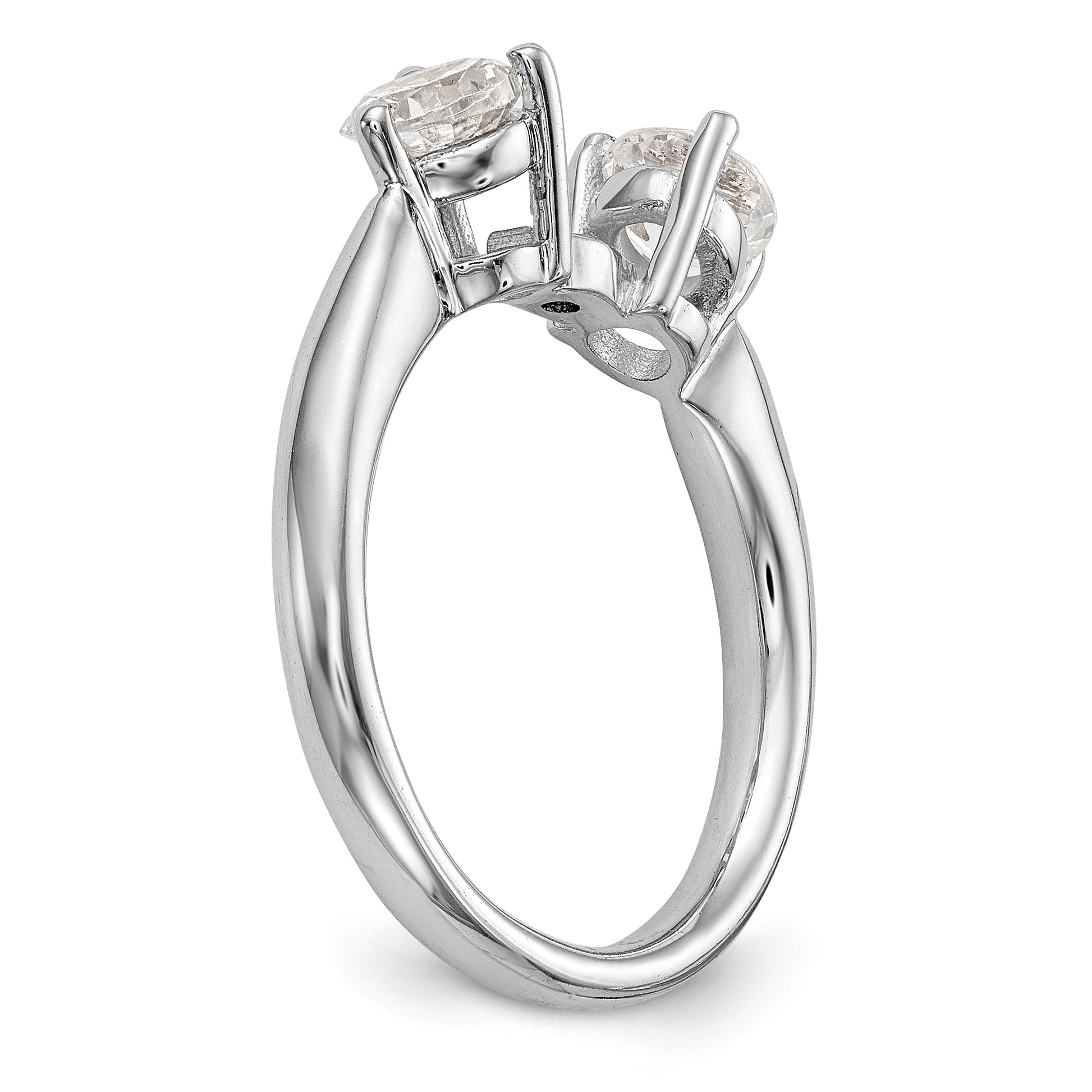 14K White Gold 3 Stone Diamond Peg Set Engagement Ring