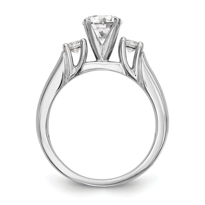 14K White Gold 3 Stone Diamond Peg Set CZ Engagement Ring