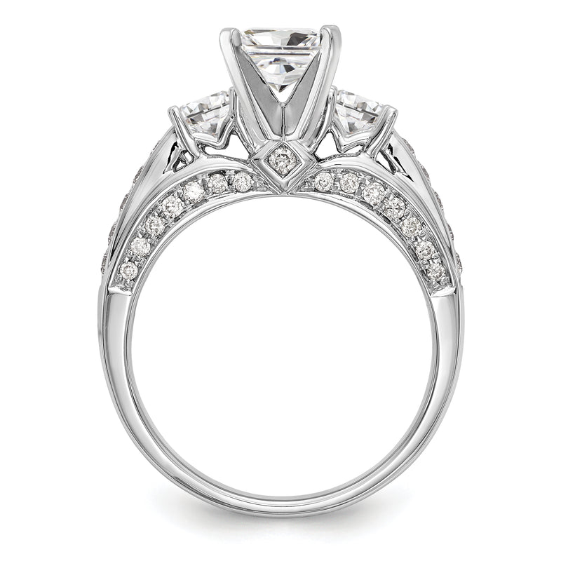 14k White Gold Peg Set Simulated Diamond Engagement Ring