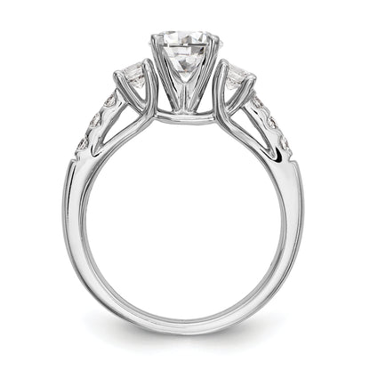 14K White Gold 3 Stone Diamond Peg Set CZ Engagement Ring