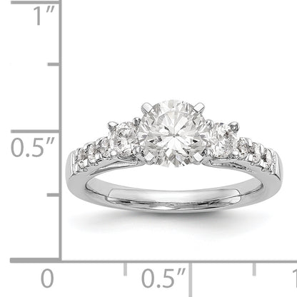 14K White Gold 3 Stone Diamond Peg Set CZ Engagement Ring