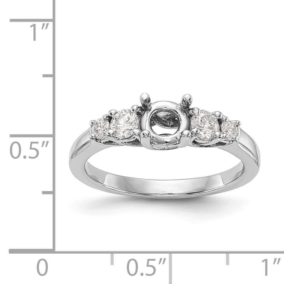 14K White Gold 5 Stone Simulated Diamond Engagement Ring