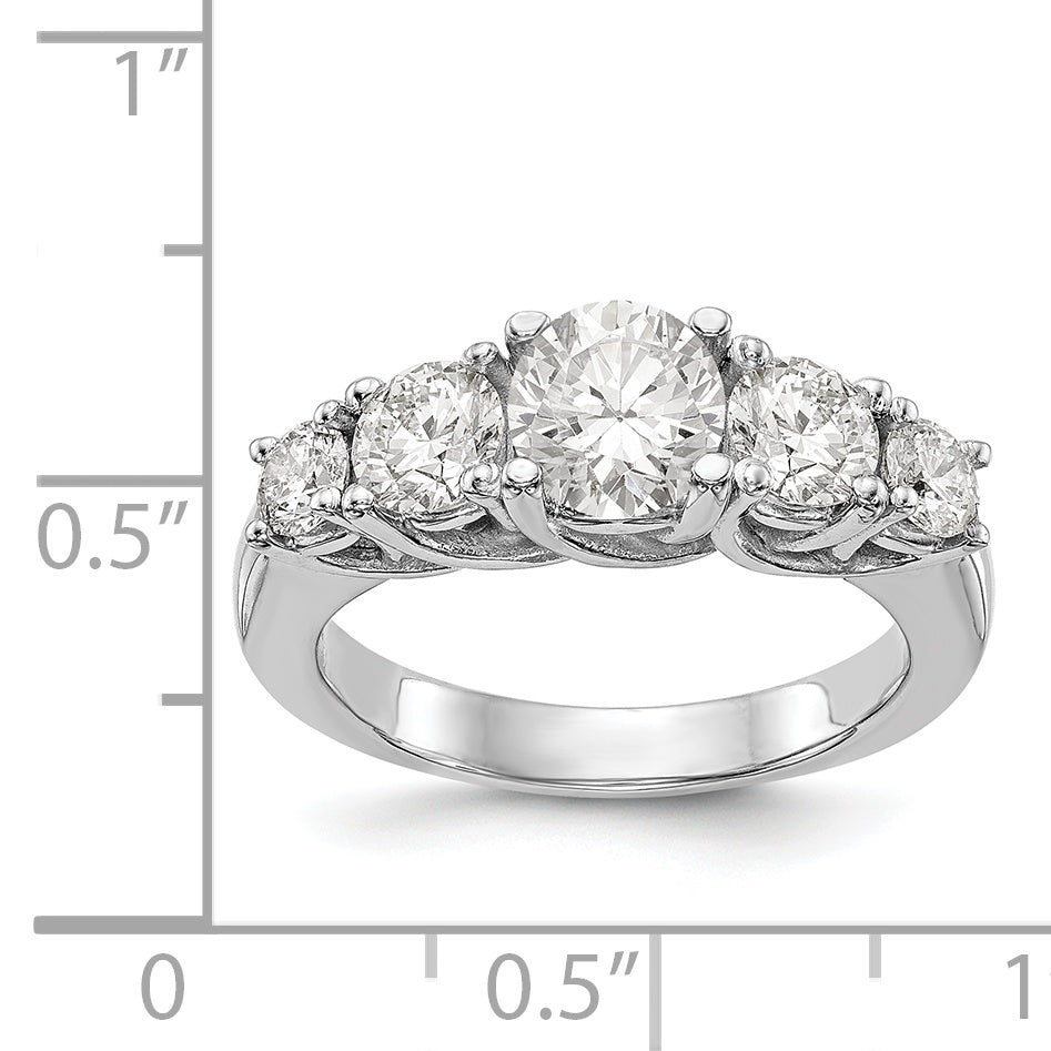 14K White Gold 5 Stone Simulated Diamond Engagement Ring