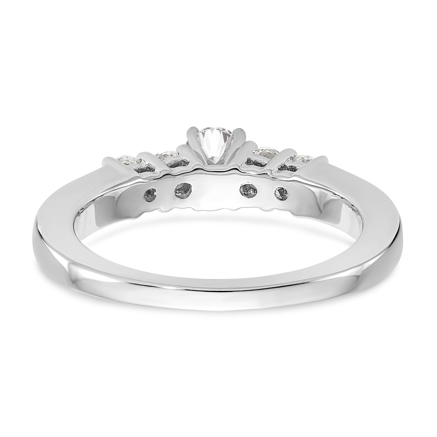 14K White Gold 5 Stone Diamond Peg Set Engagement Ring