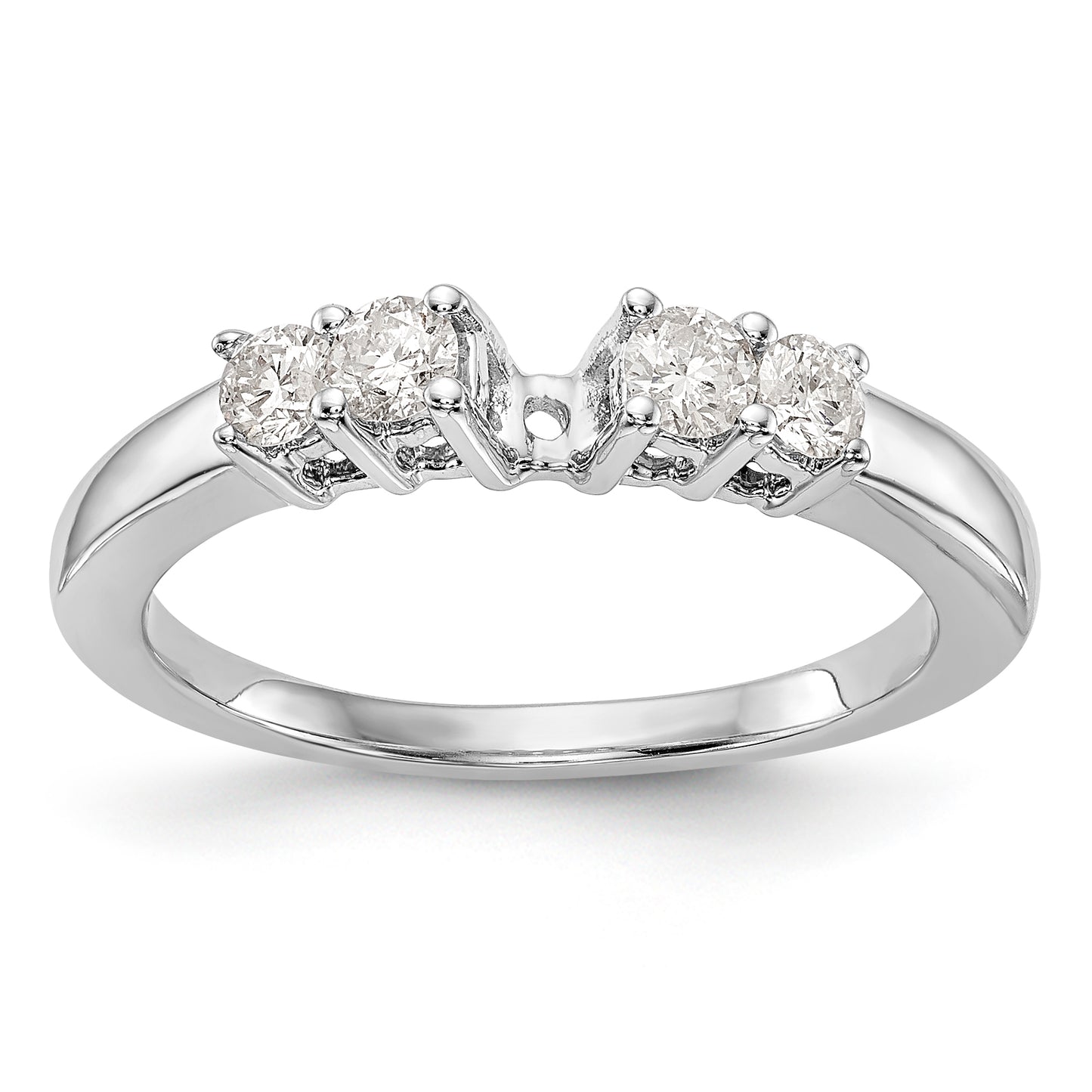 14K White Gold 5 Stone Diamond Peg Set Engagement Ring
