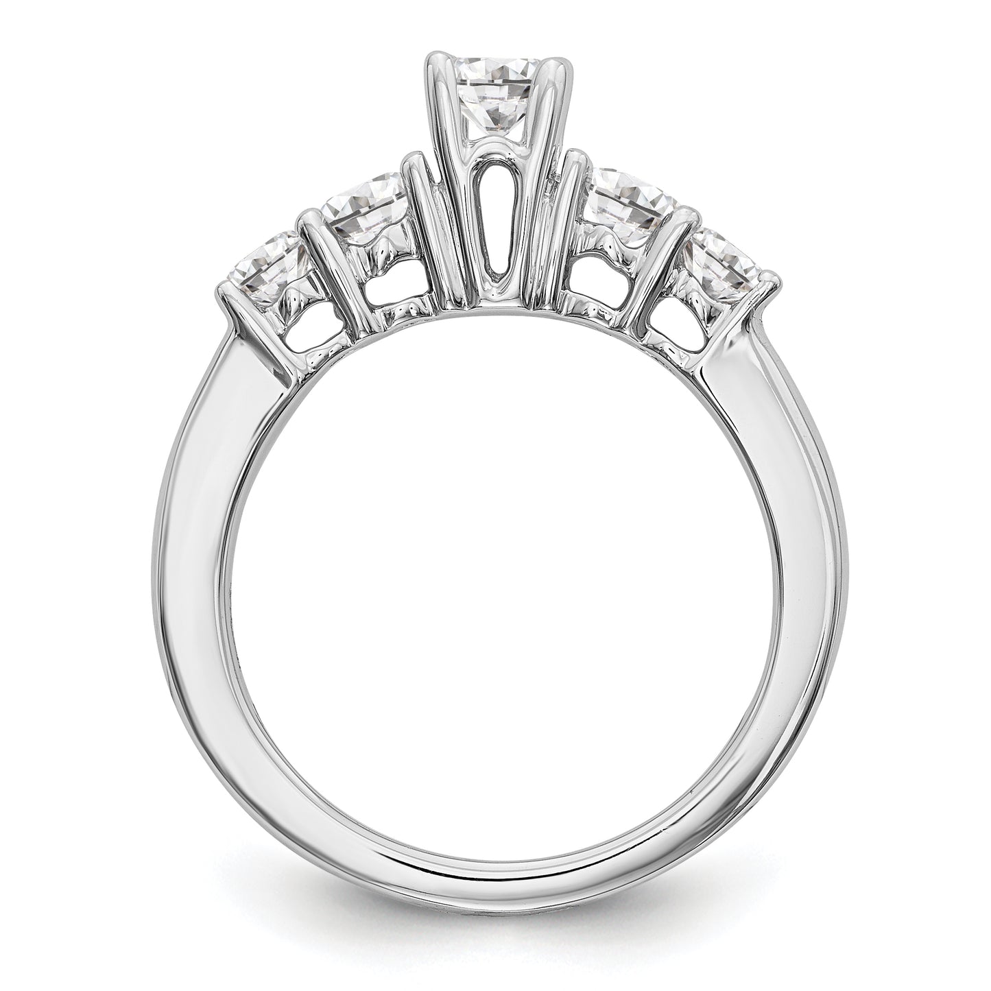 14K White Gold 5 Stone Diamond Engagement Ring