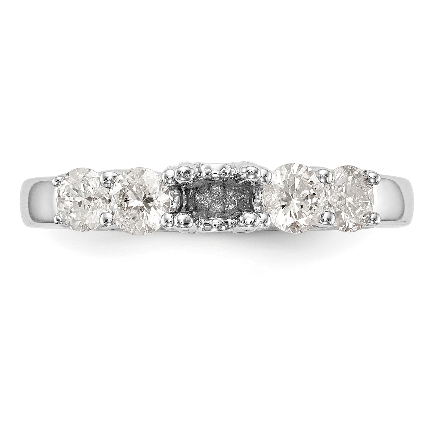 14K White Gold 5 Stone Diamond Engagement Ring