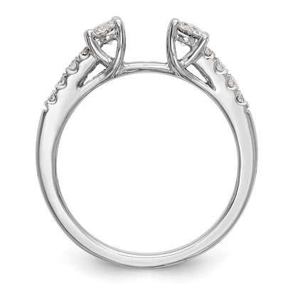 14K White Gold 3 Stone Diamond Peg Set CZ Engagement Ring
