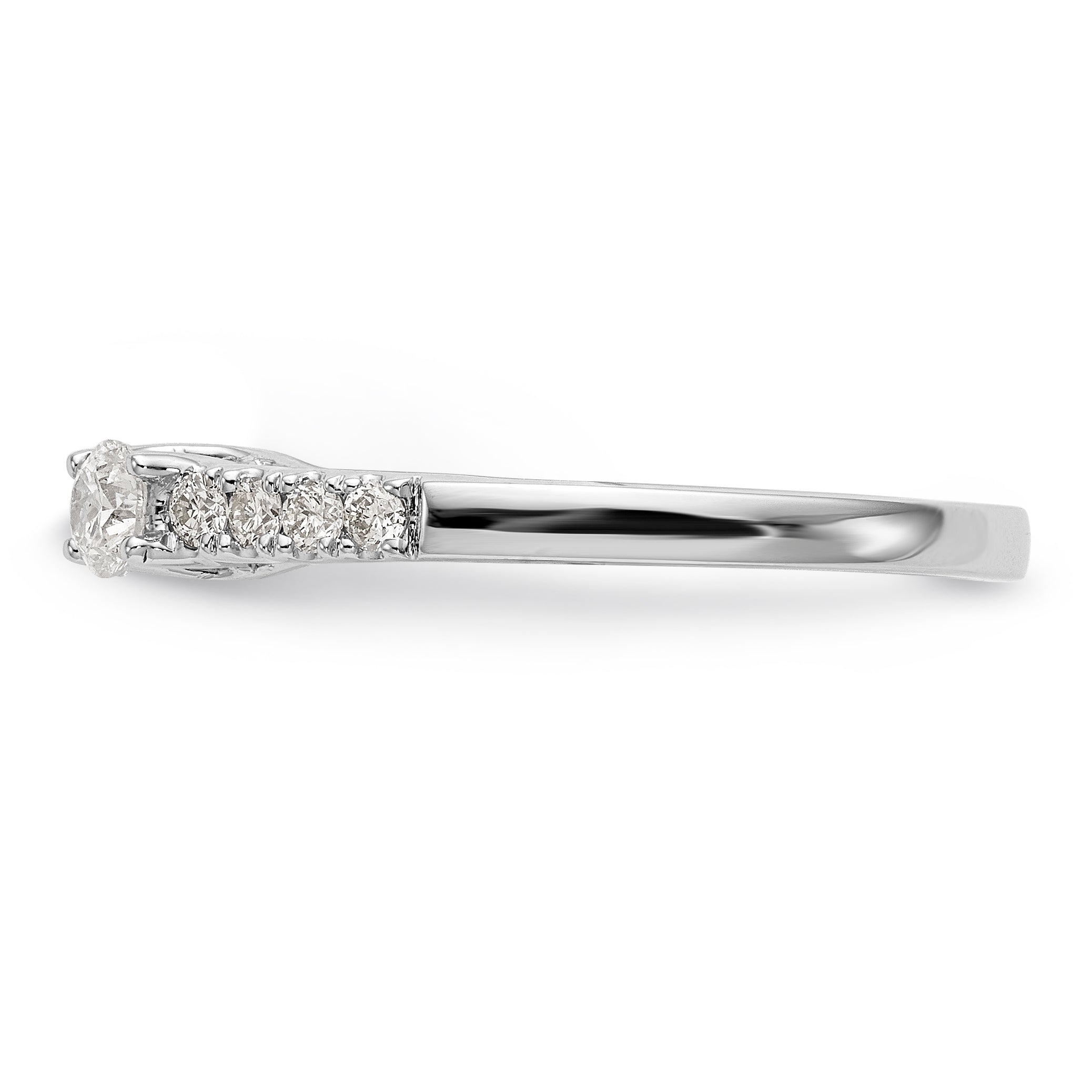 14K White Gold 3 Stone Diamond Peg Set CZ Engagement Ring