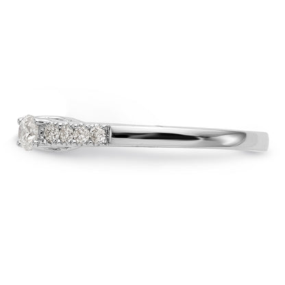 14K White Gold 3 Stone Diamond Peg Set CZ Engagement Ring
