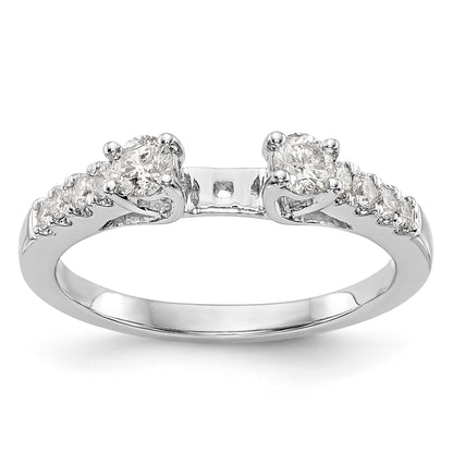 14K White Gold 3 Stone Diamond Peg Set CZ Engagement Ring
