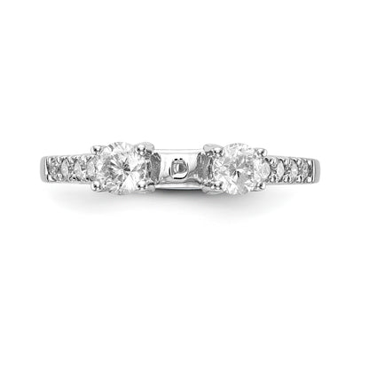 14K White Gold 3 Stone Diamond Peg Set CZ Engagement Ring