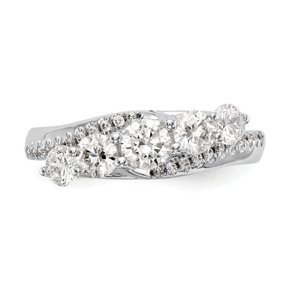 14K White Gold 5 Stone Simulated Diamond Engagement Ring