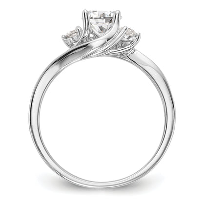14K White Gold 3 Stone Simulated Diamond Engagement Ring