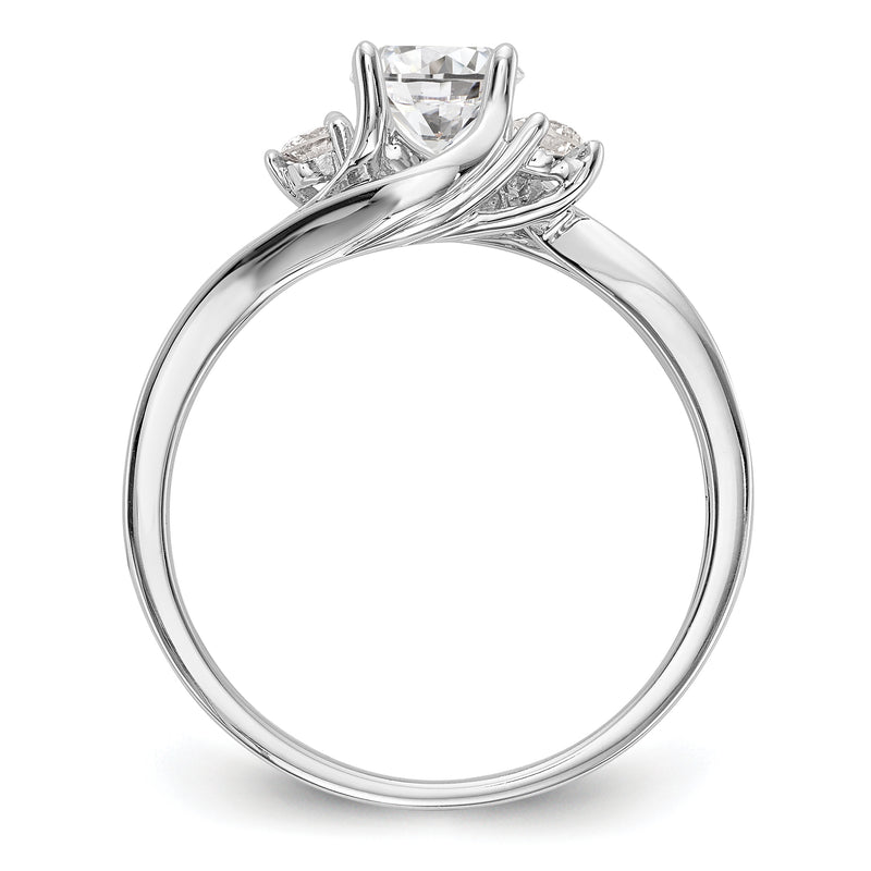 14K White Gold 3 Stone Simulated Diamond Engagement Ring
