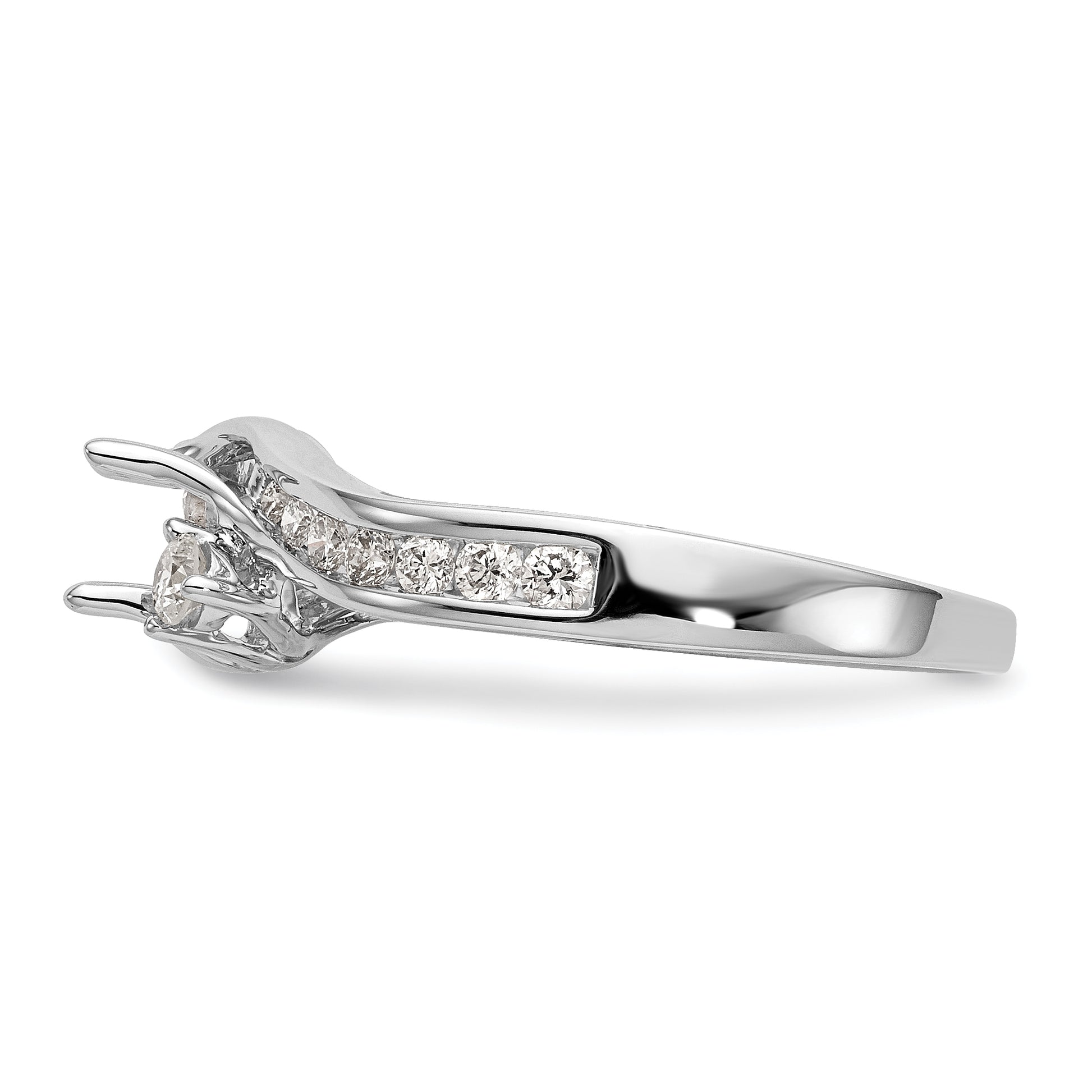 14K White Gold 3 Stone Simulated Diamond Engagement Ring