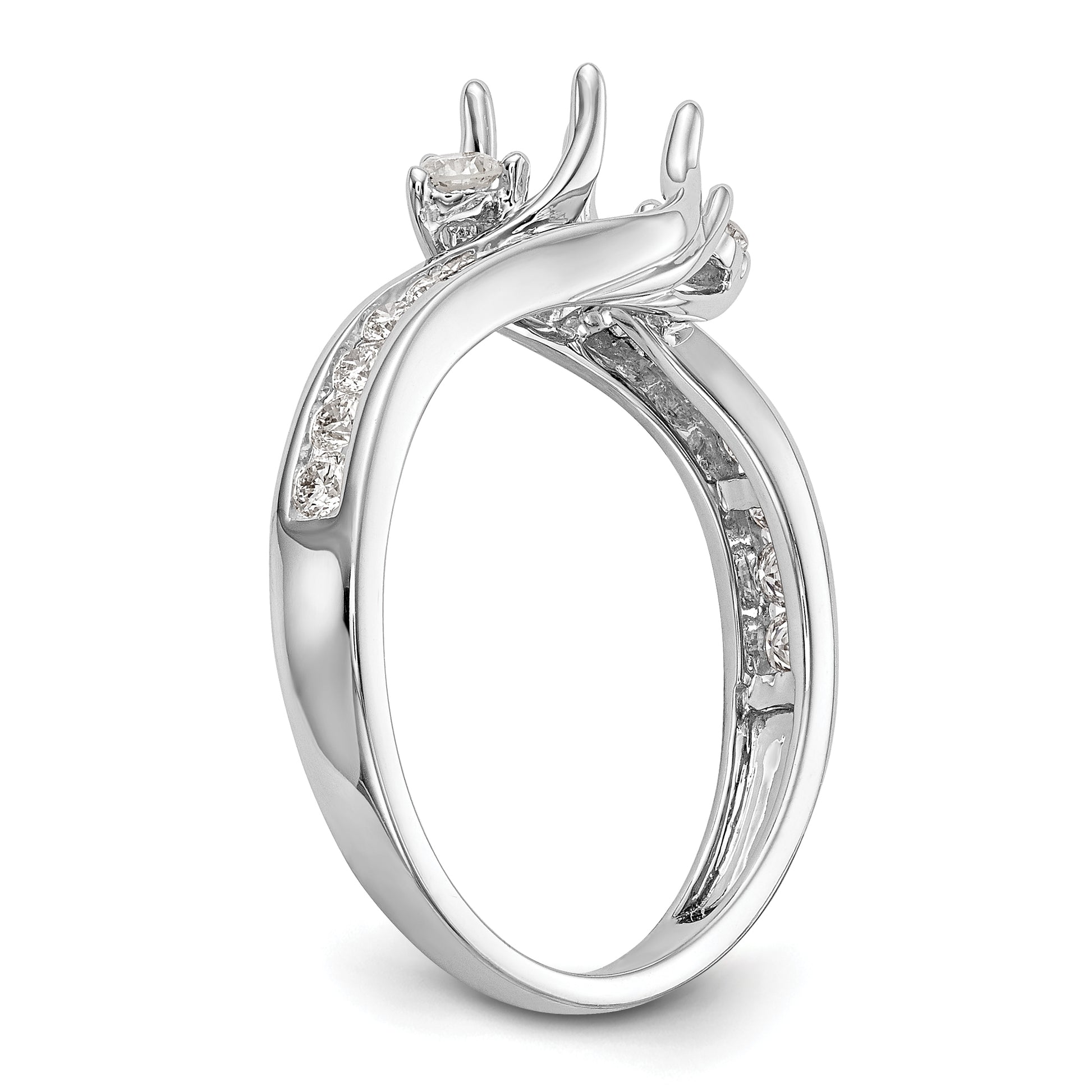 14K White Gold 3 Stone Simulated Diamond Engagement Ring