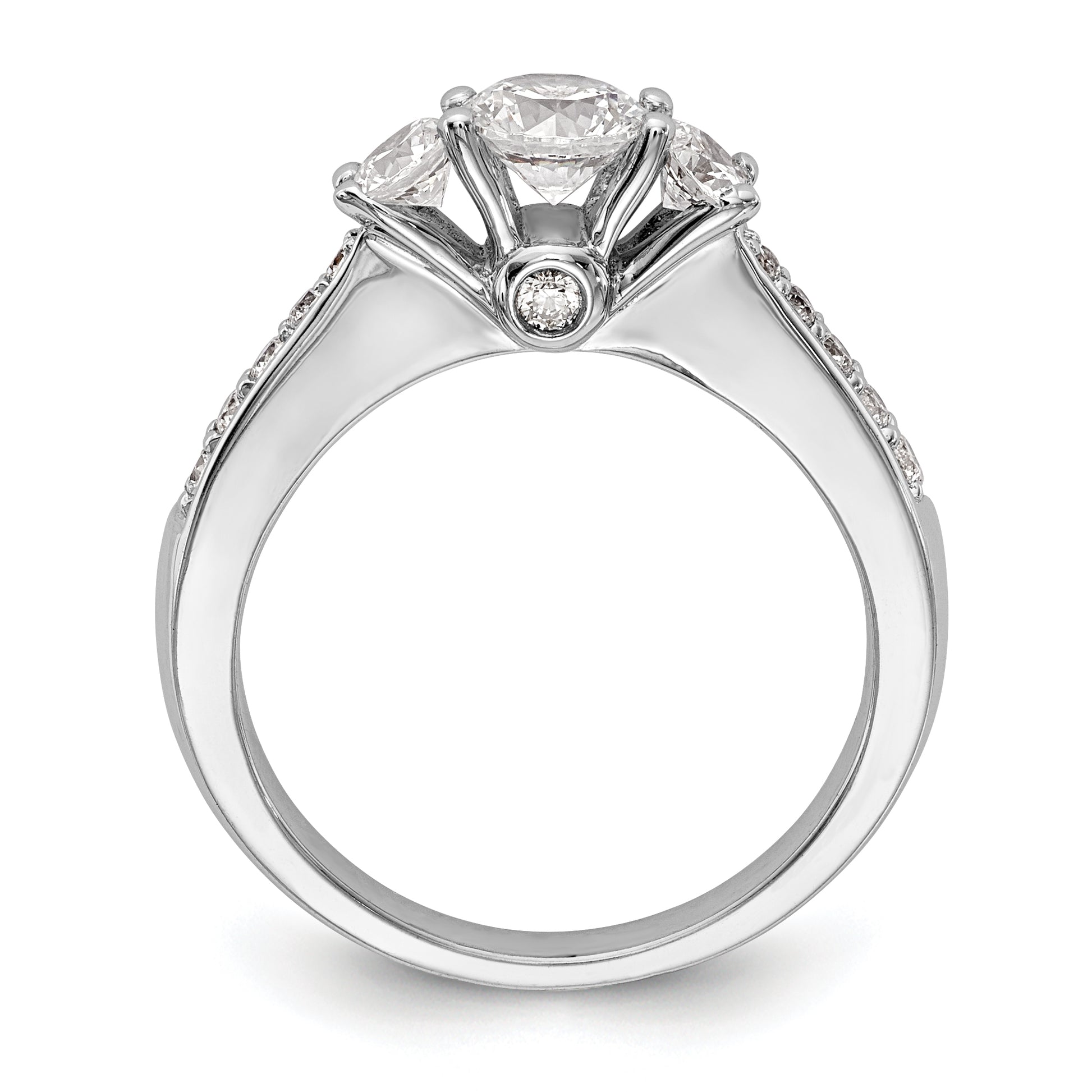14K White Gold 3 Stone Simulated Diamond Engagement Ring