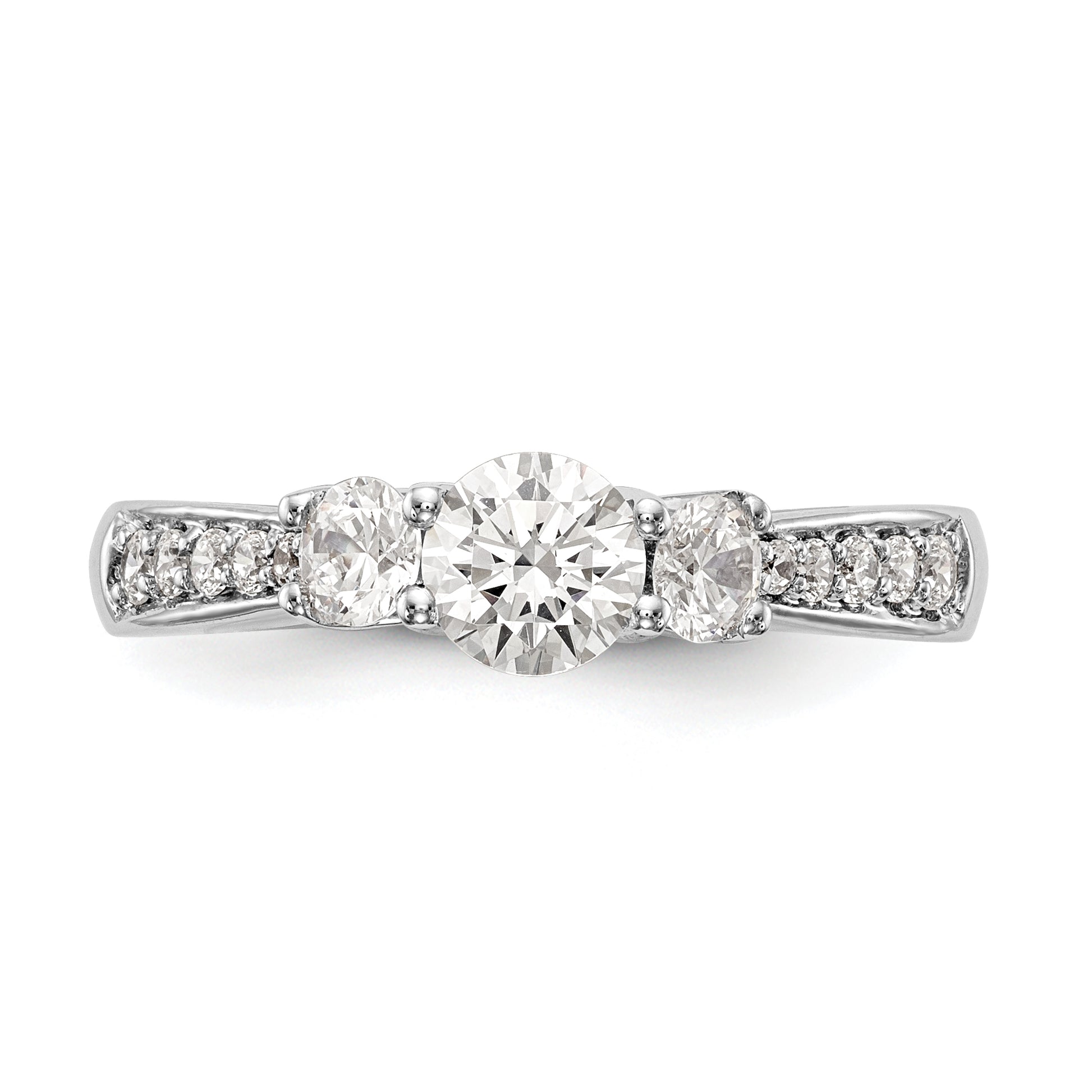 14K White Gold 3 Stone Simulated Diamond Engagement Ring