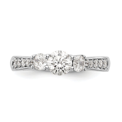 14K White Gold 3 Stone Simulated Diamond Engagement Ring