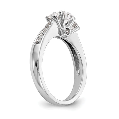 14K White Gold 3 Stone Simulated Diamond Engagement Ring