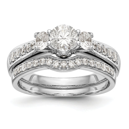14K White Gold 3 Stone Simulated Diamond Engagement Ring