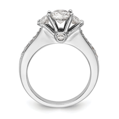 14K White Gold 3 Stone Simulated Diamond Engagement Ring
