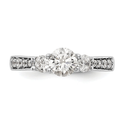14K White Gold 3 Stone Simulated Diamond Engagement Ring
