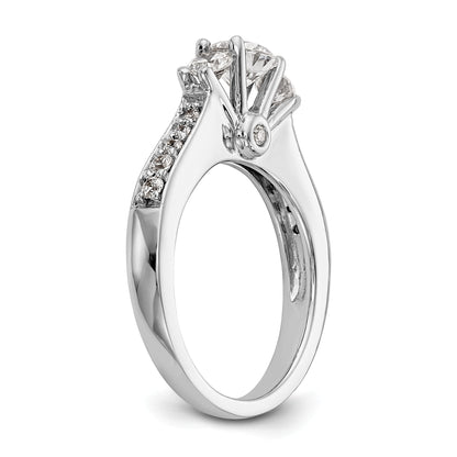 14K White Gold 3 Stone Simulated Diamond Engagement Ring
