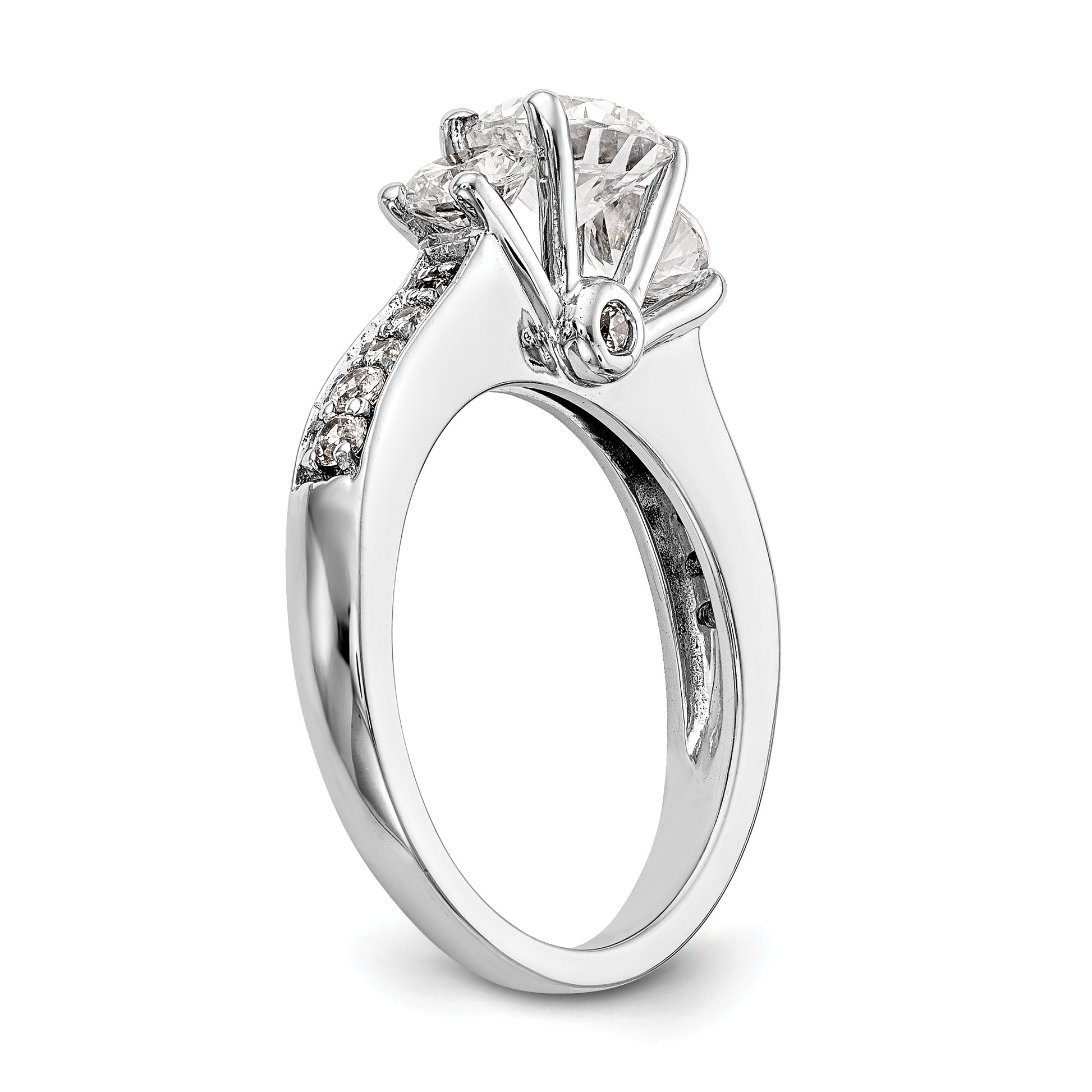14K White Gold 3 Stone Simulated Diamond Engagement Ring